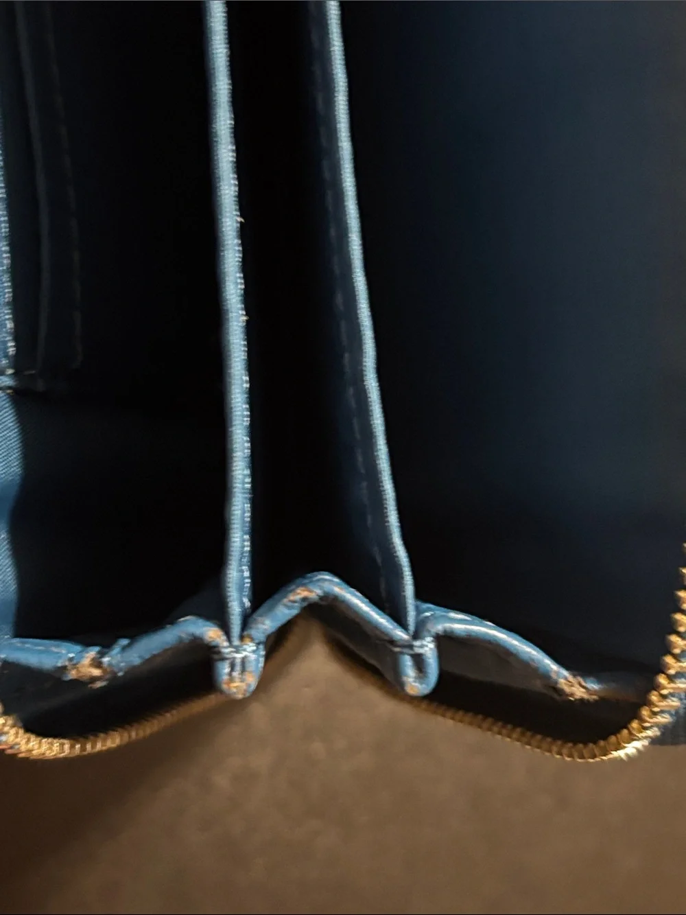Coach Bright Blue Leather Zip Wristlet with Gold Logo